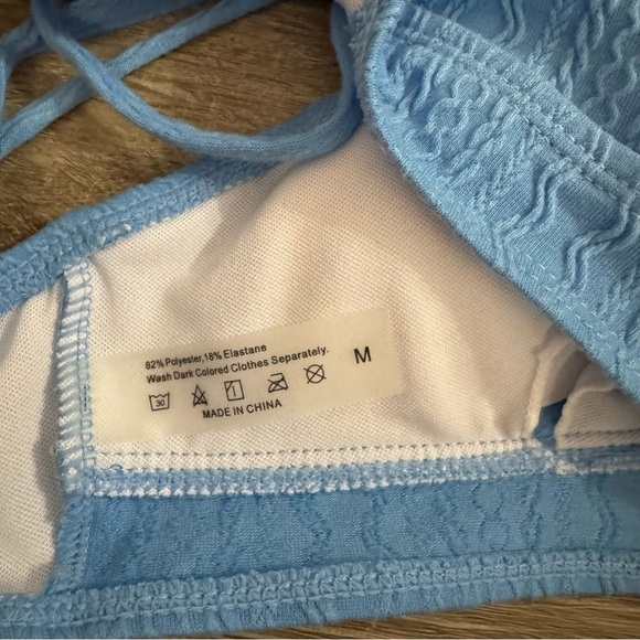 Women's Sky Blue V Cut Bikini Swimsuit - Picture 7 of 10